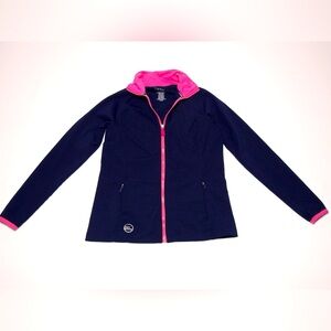 LRL Ralph Lauren Performance Full Zip Refined Navy and Hot Pink Small